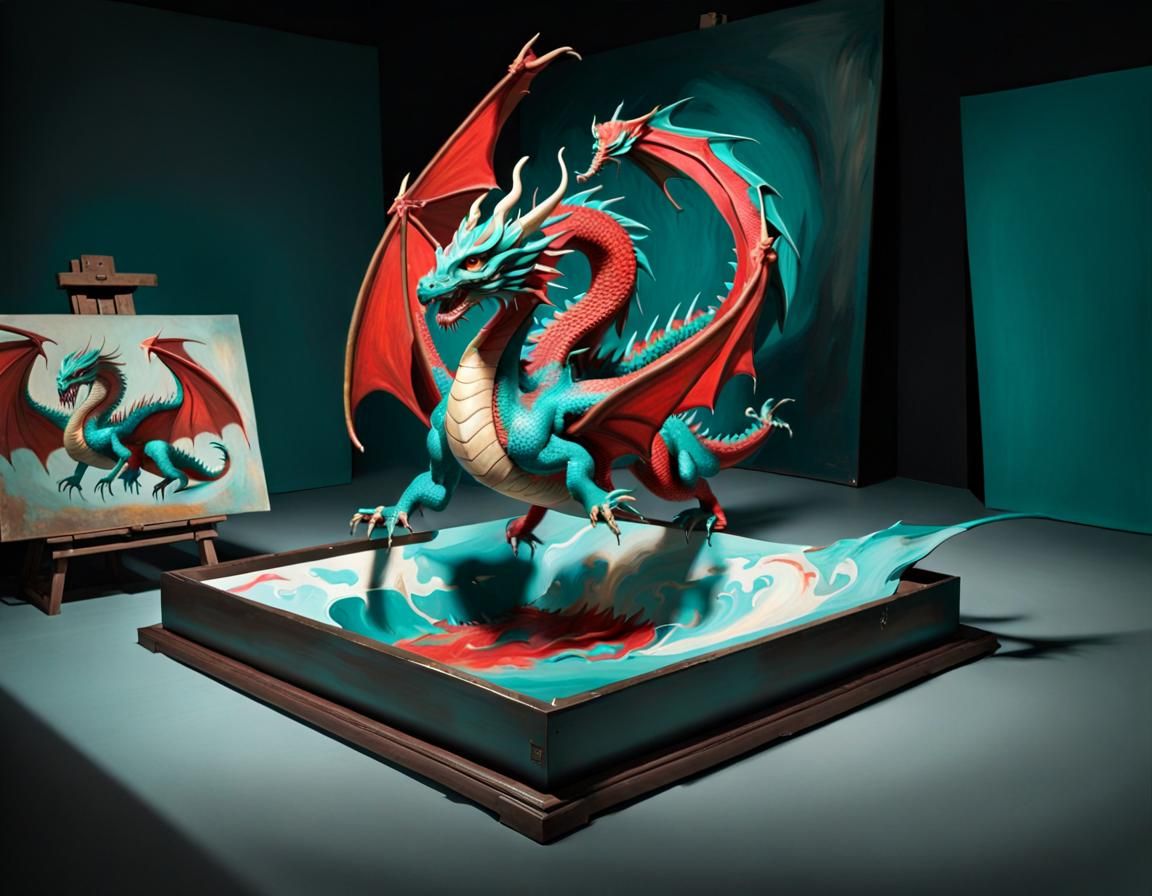 Dragon Flies from Painting: Vintage Poster Art