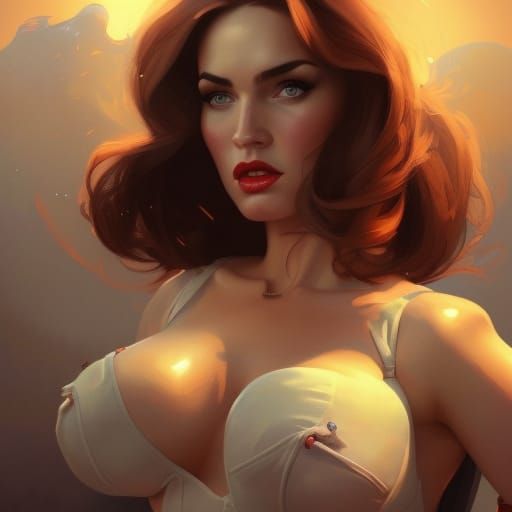 Attractive Pin-Up Girl in City, Hyperdetailed Art