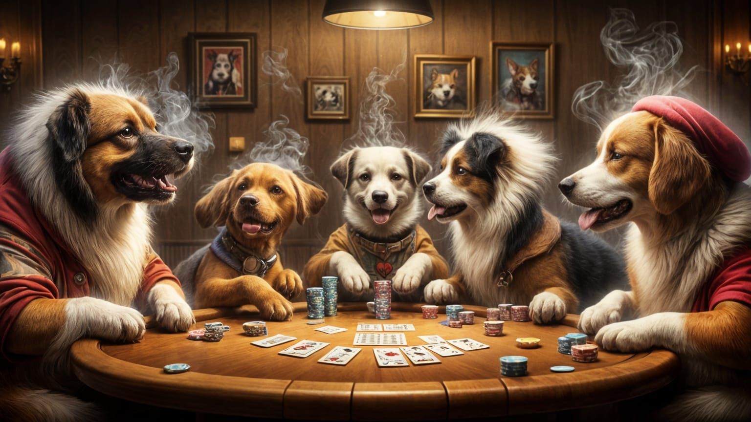 Dogs Playing Poker in a Smoky Room