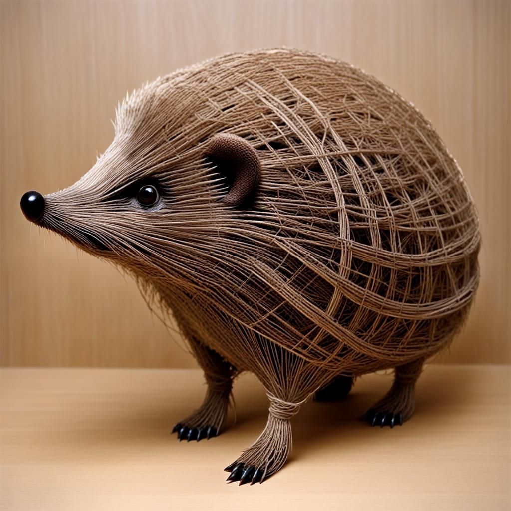 String Hedgehog Gazing at Runes, Constructivist Style