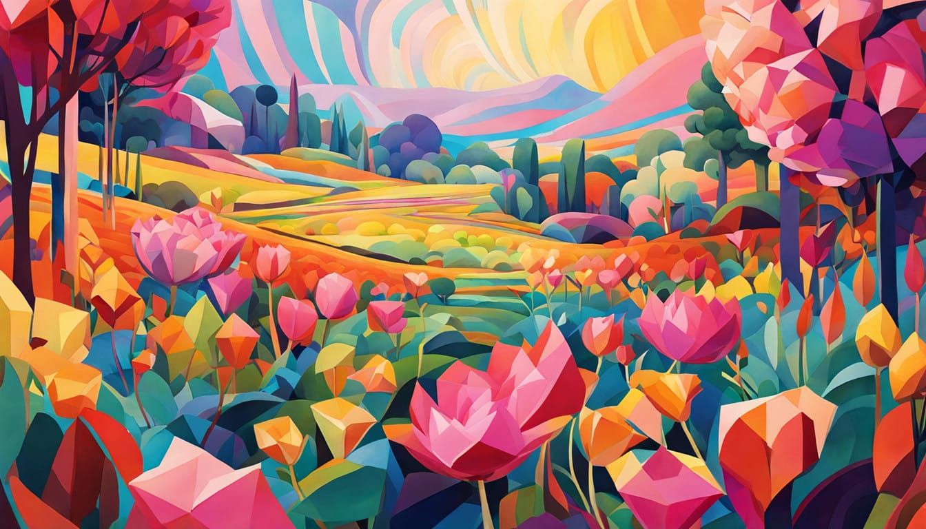 Whimsical Mouse in a Vibrant Flower Meadow