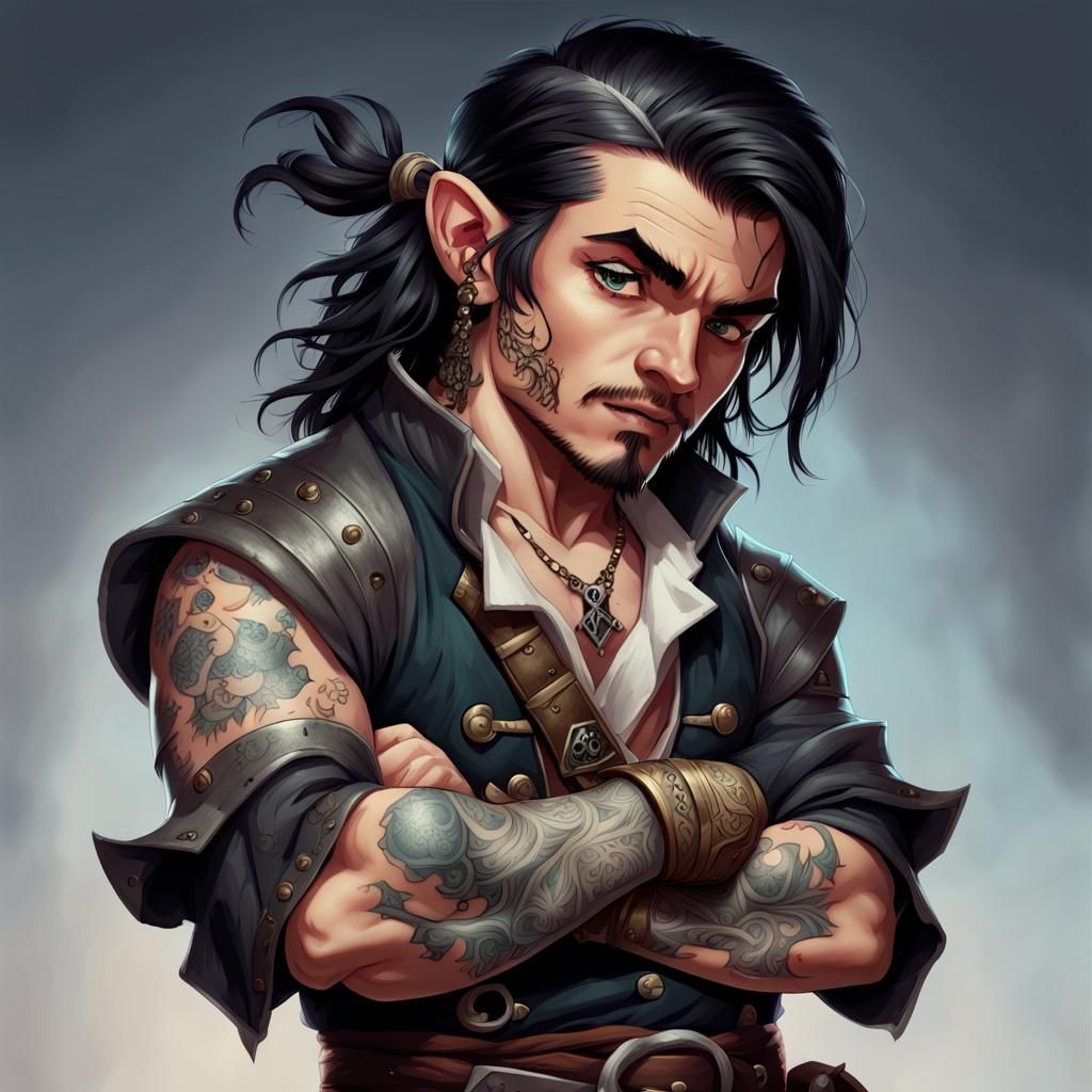 Halfling Pirate Character Art for Dungeons and Dragons