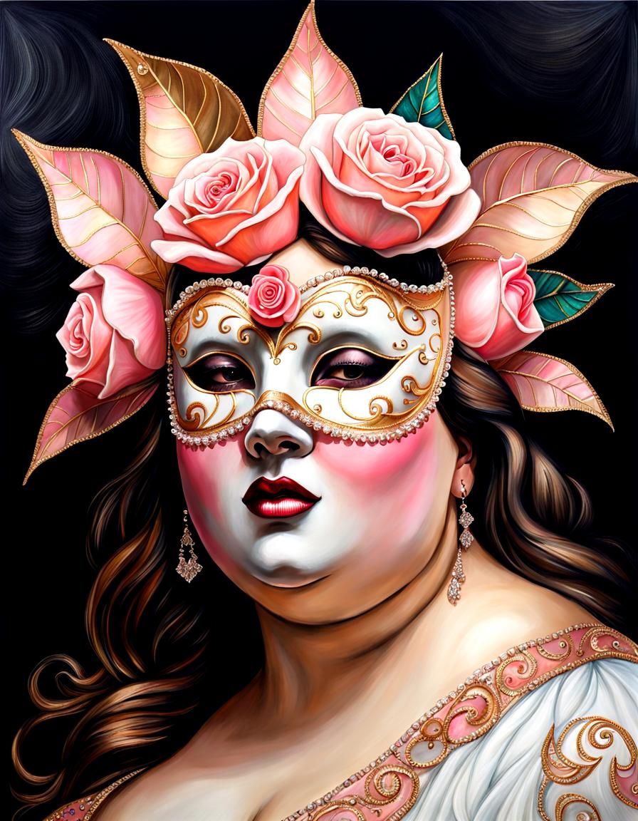 Elegant Woman with Venetian Mask in Fantasy Art