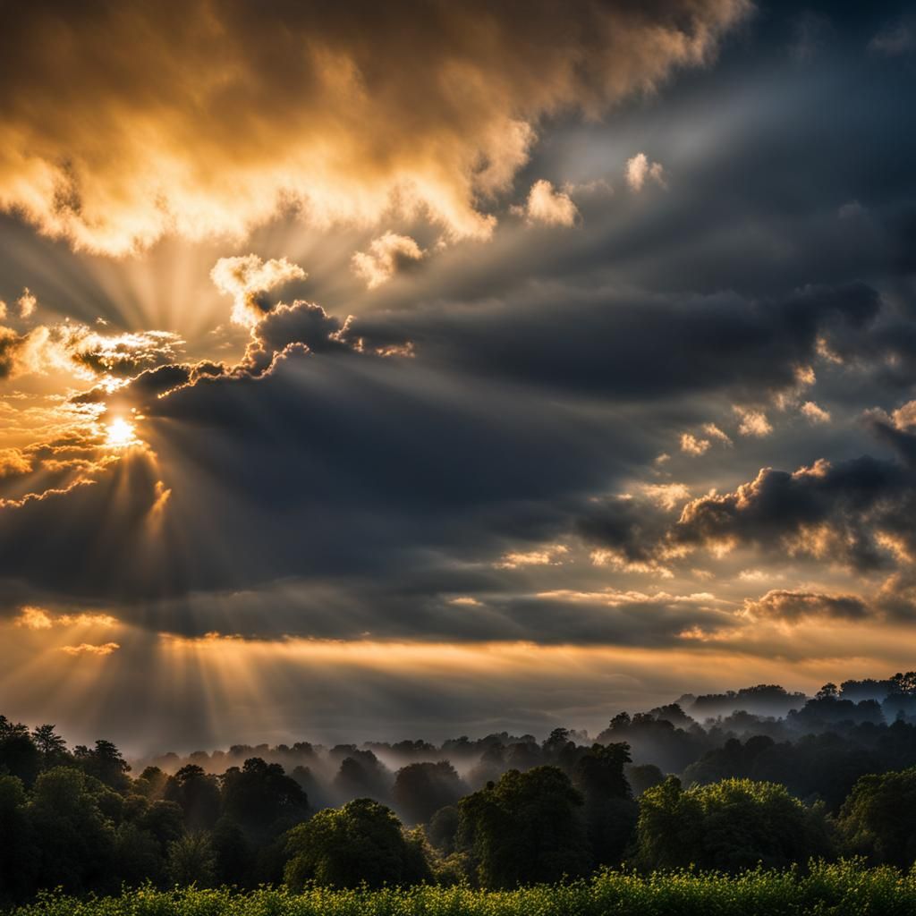 Smoky Dawn: Hyperrealistic Atmospheric Sunrise in HDR