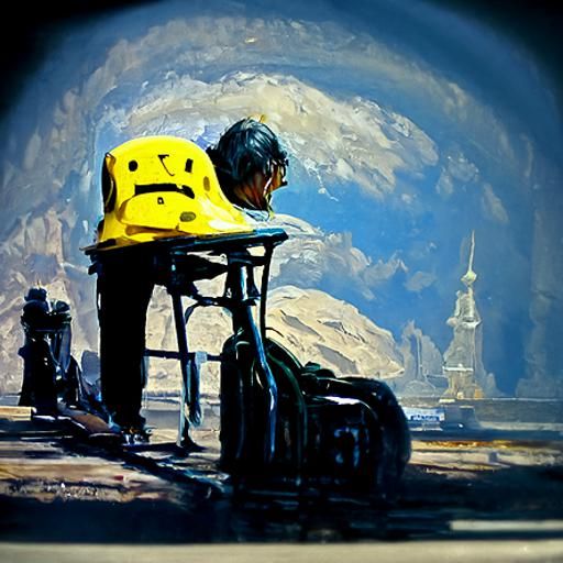 Lonely Man: Oil Painting in Classical Realism Style