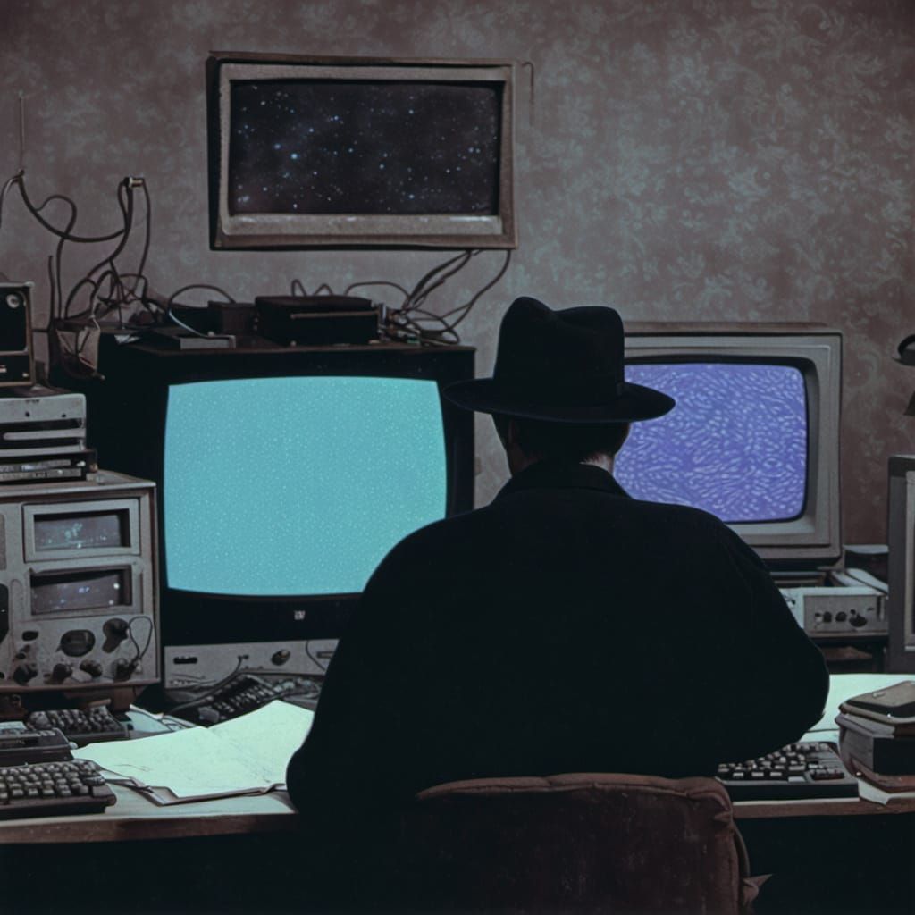 Creepy 90s Analog Horror Scene With Hat Man