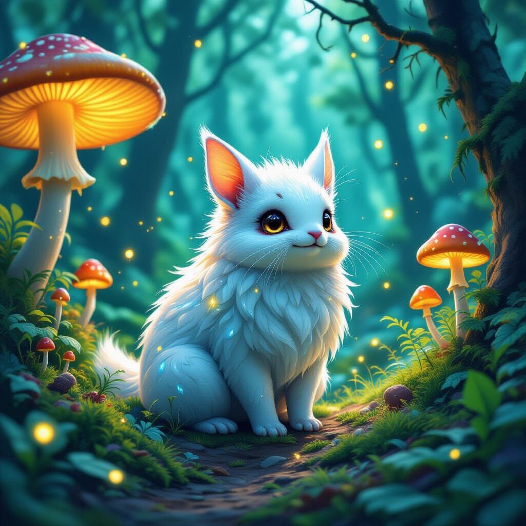 Dreamlike Creature Dasip in Glowing Forest