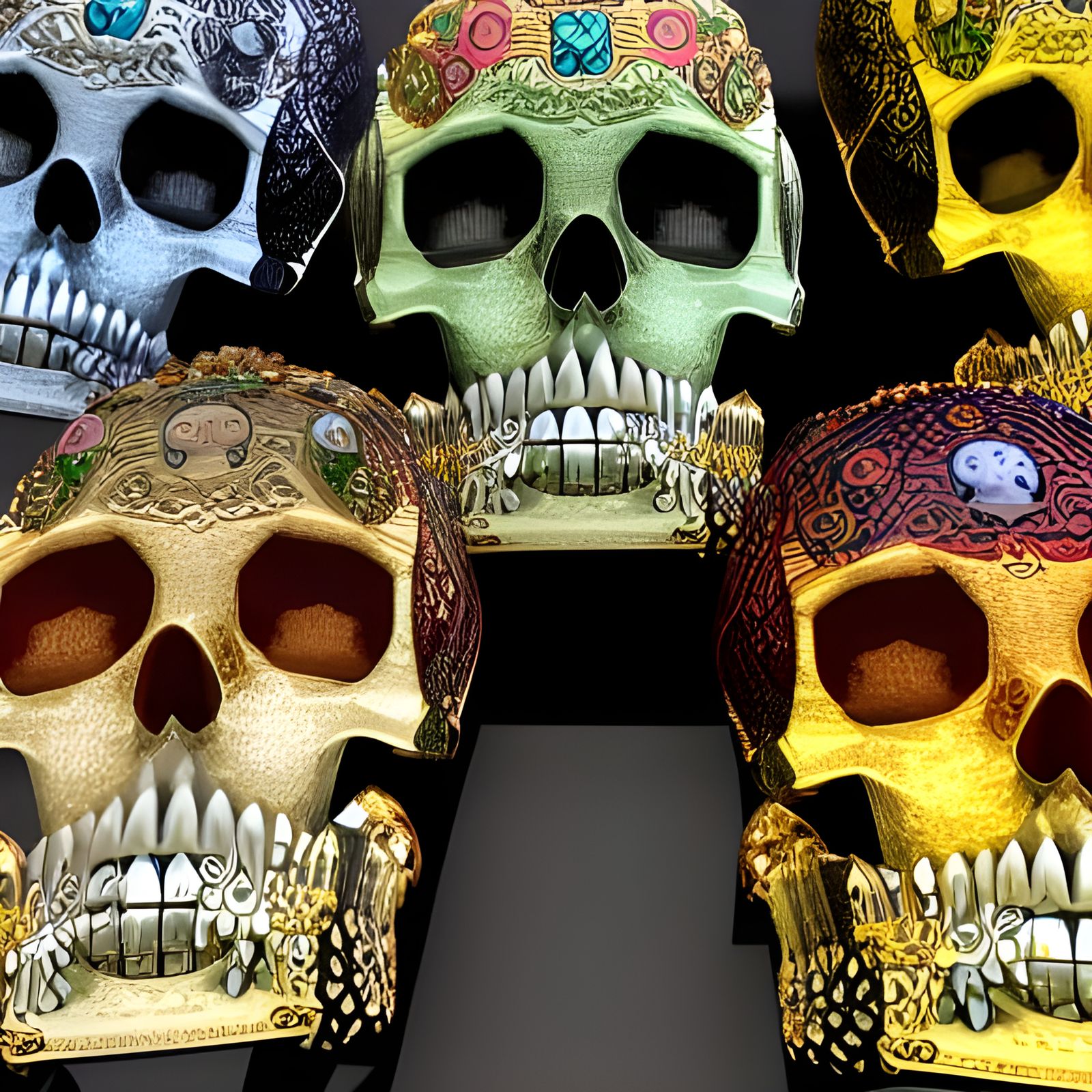 Bejeweled Fabergé Skulls in Gothic Apothecary