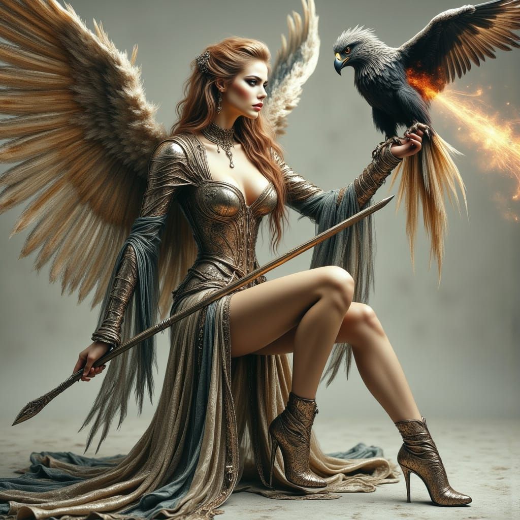 Polish Valkyrie Warrior Unleashes Mechanical Falcon with Jet...