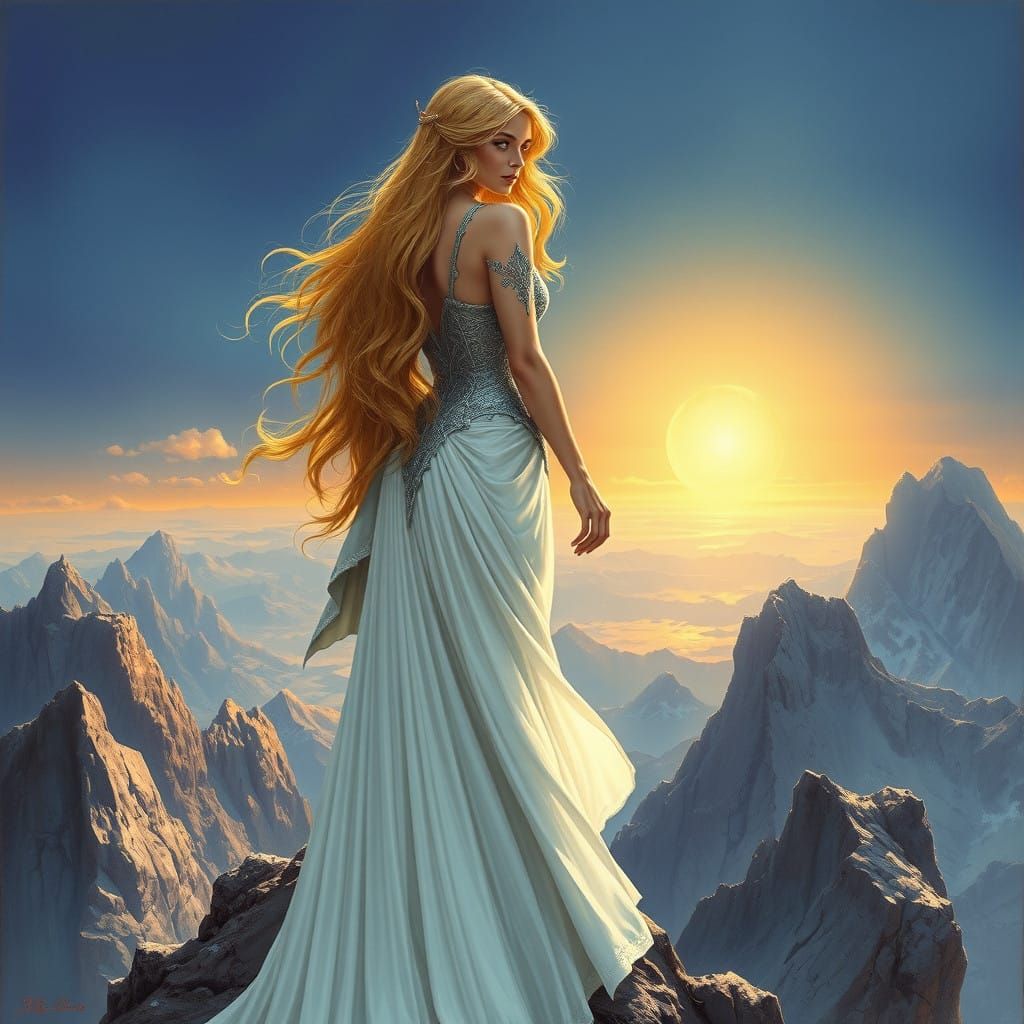 style of Boris Vallejo, Adam Hughes, and Frank Frazetta