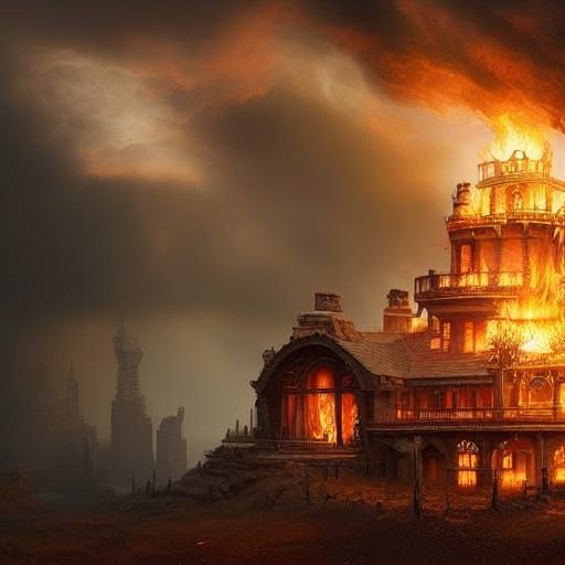 Epic Fire Digital Matte Painting