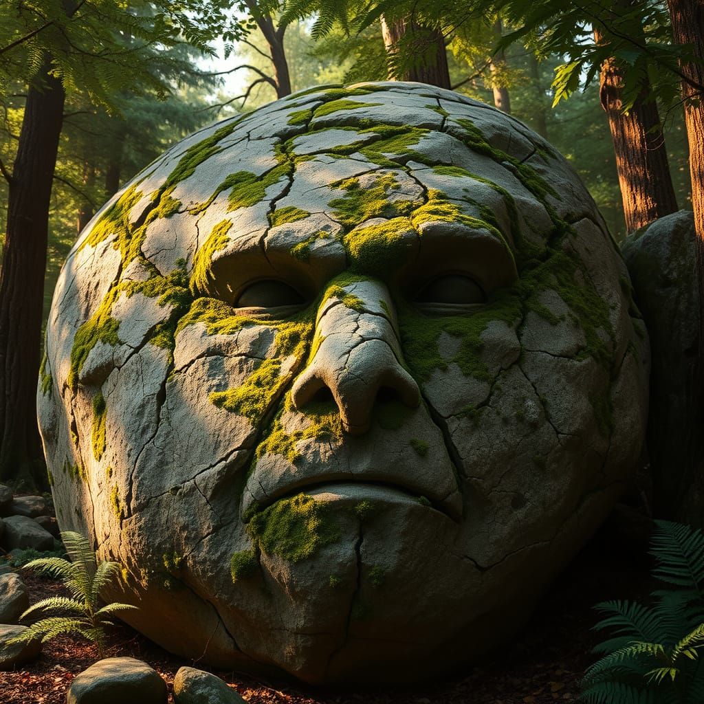 Ancient Boulder Transformed by Nature's Artistry