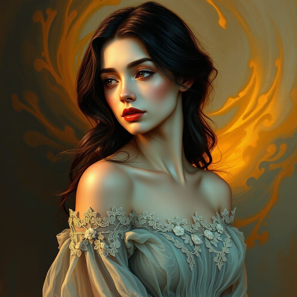 Ethereal Enchantress in Impressionistic Brushstrokes