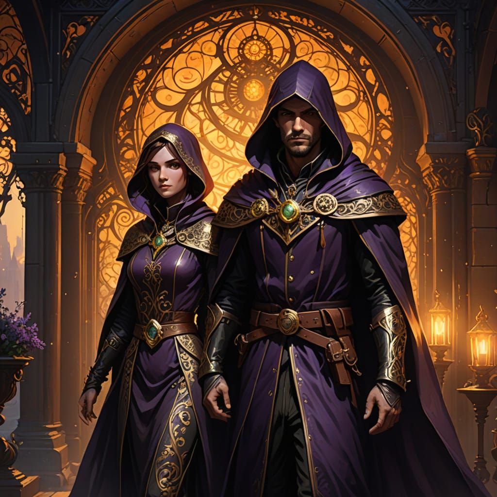 Medieval Spy Duo in Dark Fantasy World