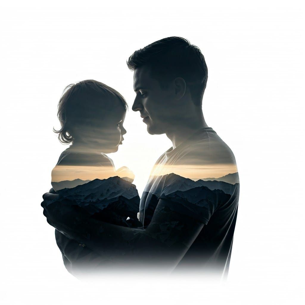 Monochromatic Silhouette Layers: Baby, Child, Adult