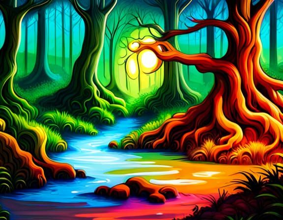 Enchanted Forest Graffiti Art in Street Art Style