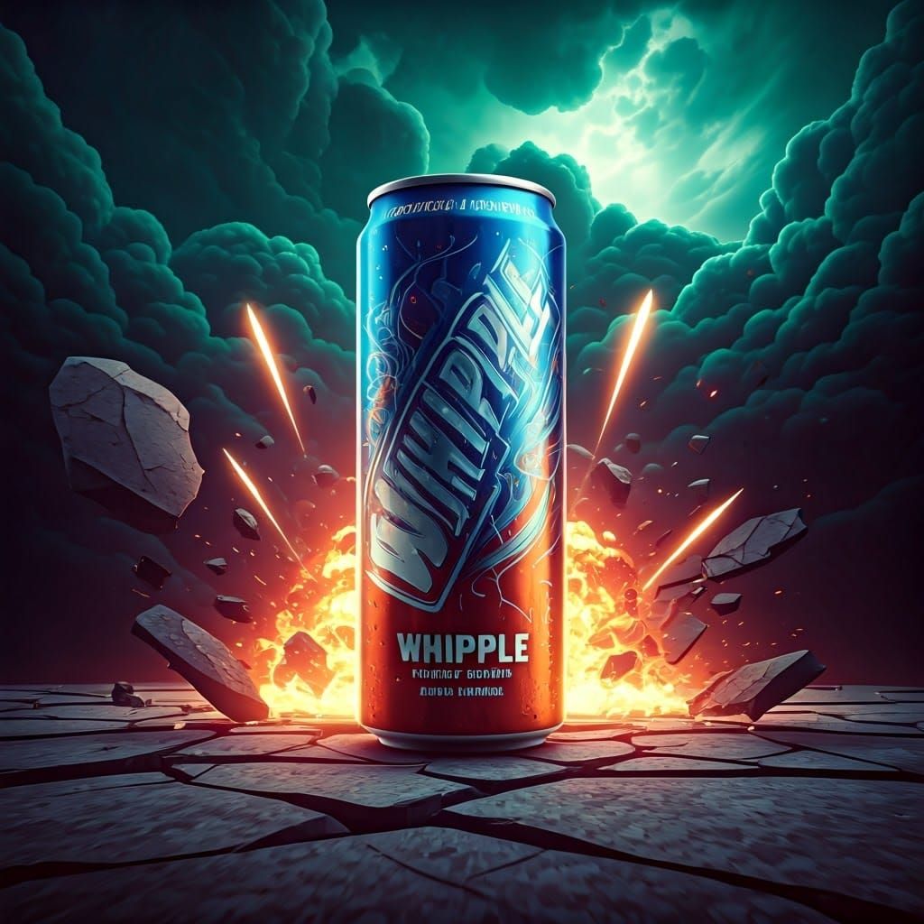 Explosive Energy: WHIPPLE Drink in a 3D Art Style