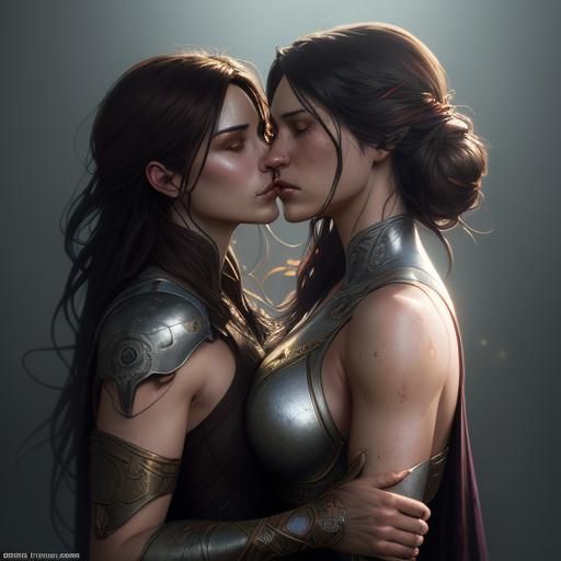 Passionate Kiss Portrait in Artgerm Style