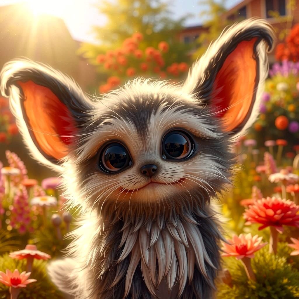 A Delightful Longear in a Whimsical Garden Setting