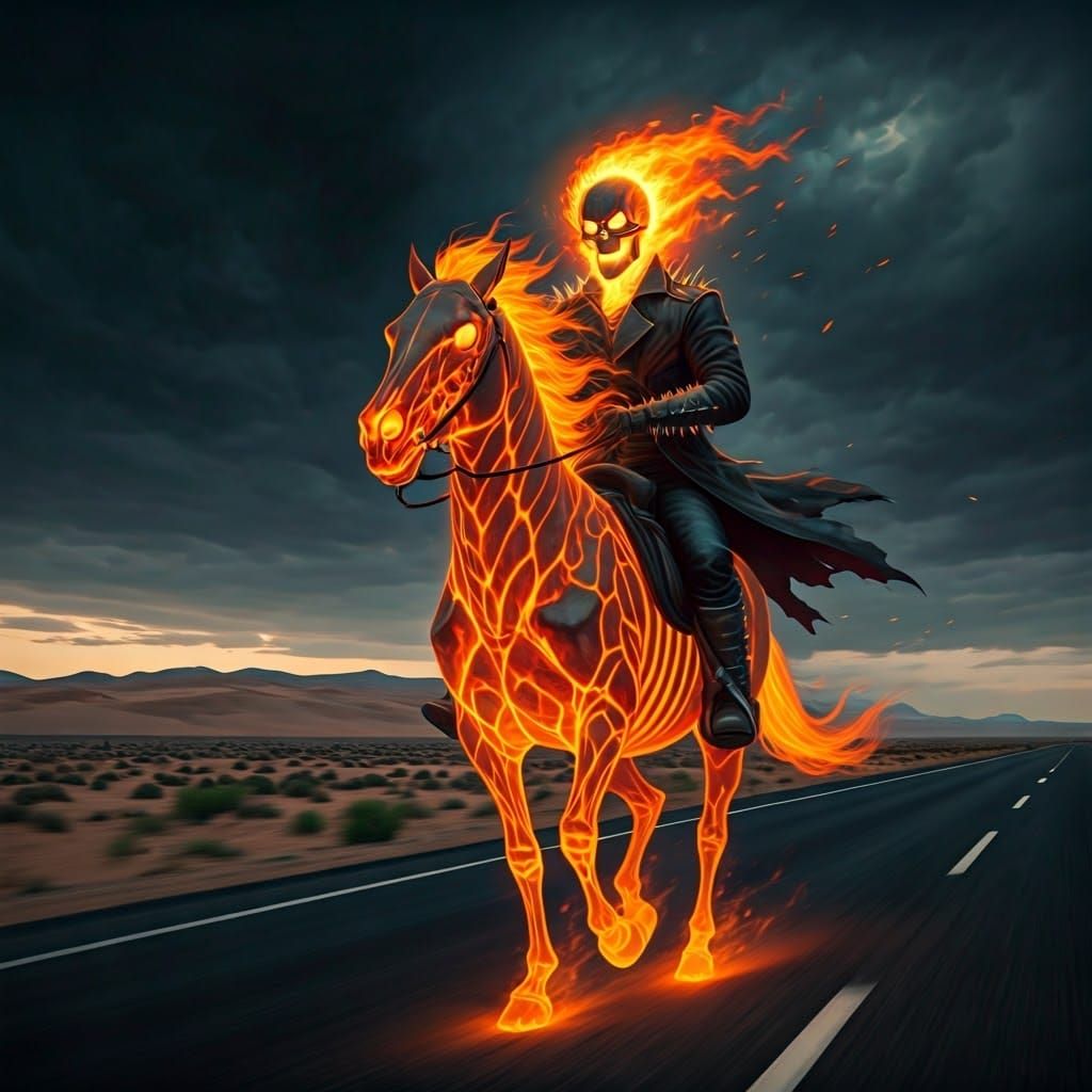 Ghost Rider Jack-o'-Lantern on Flaming Horse