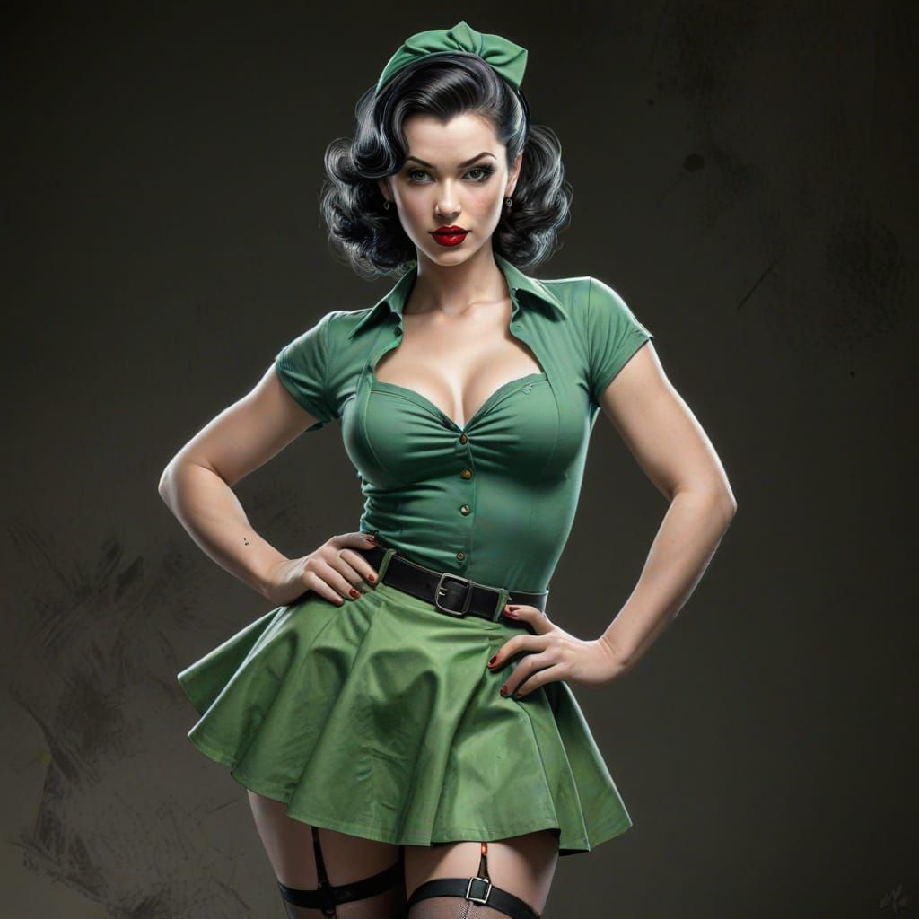 Provocative Pinup Girl Graphite Sketch in Sin City Style