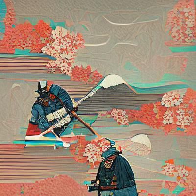 Samurai in Ukiyo-e Style