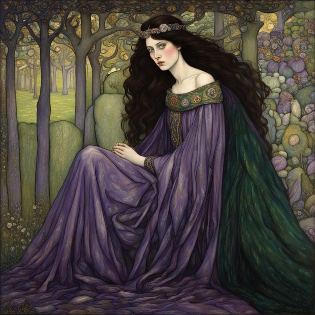 Morgan le Fay in Pre-Raphaelite Style