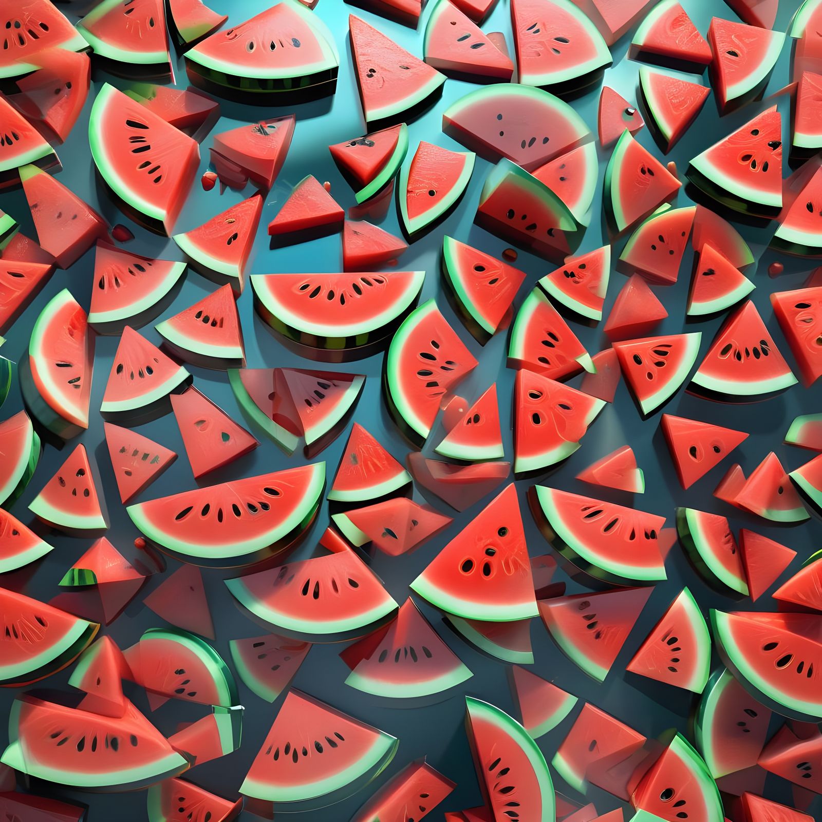 Detailed 3D Anime Art of a Watermelon