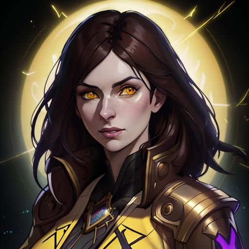 Welsh Woman with Yellow Magic, Digital Art Portrait