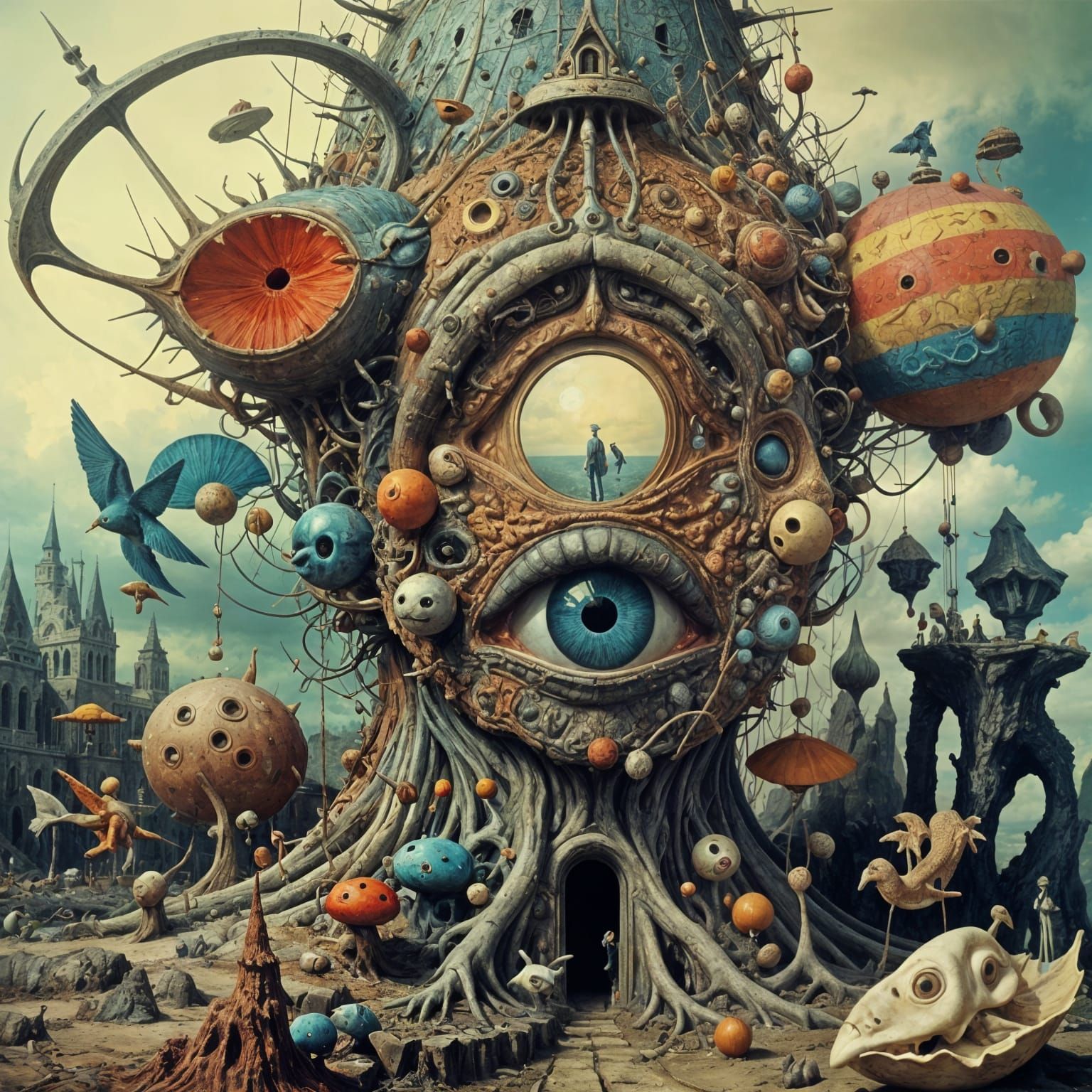 Cryptic Surrealism: Vintage Photo in Complex Detail