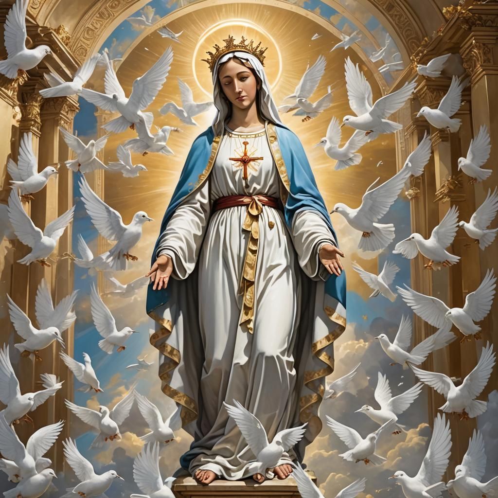 Virgin Mary at Golden Gates of Heaven