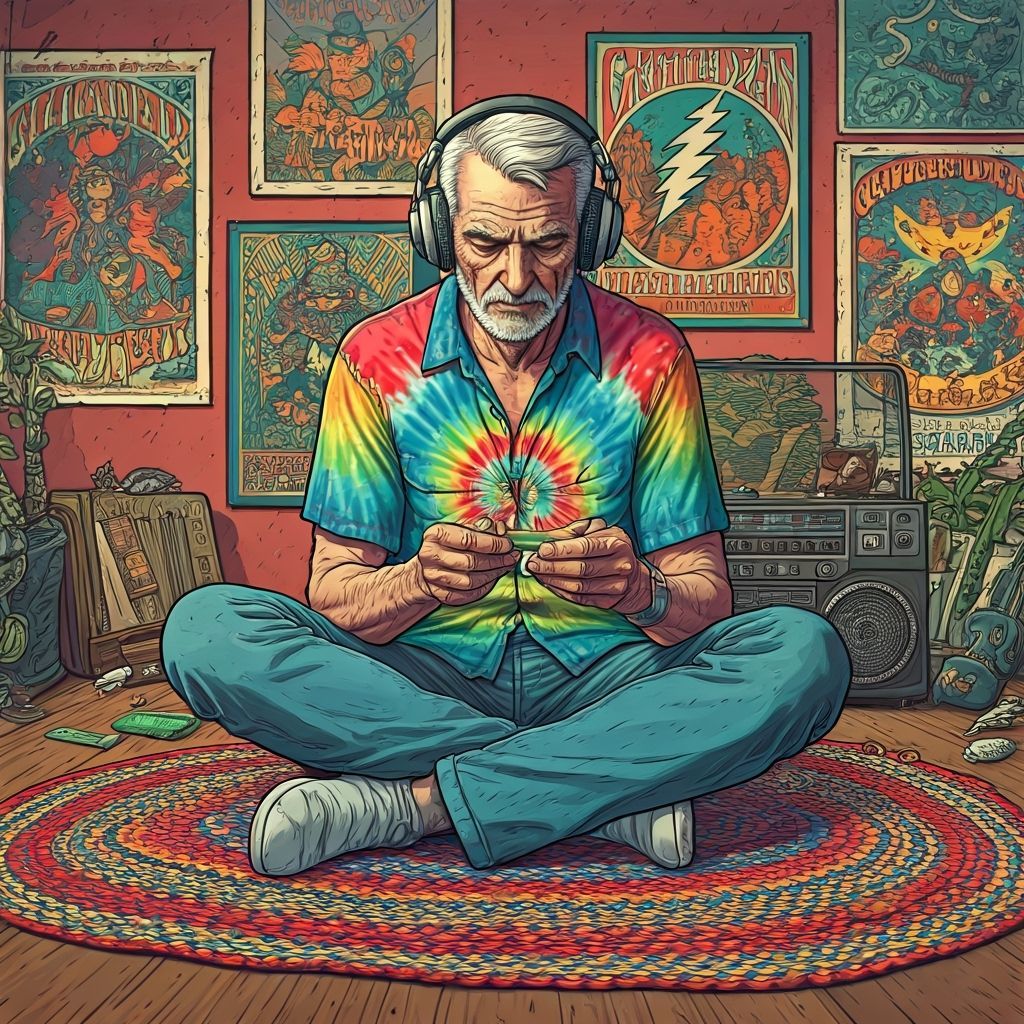 Intense Music: Old Man Rolling Cigarette in Crumb Style