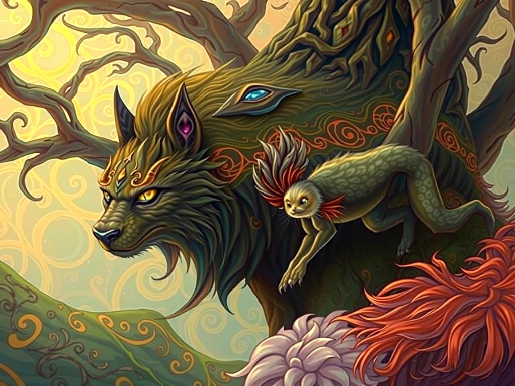 The Beast with a furry in the magic tree