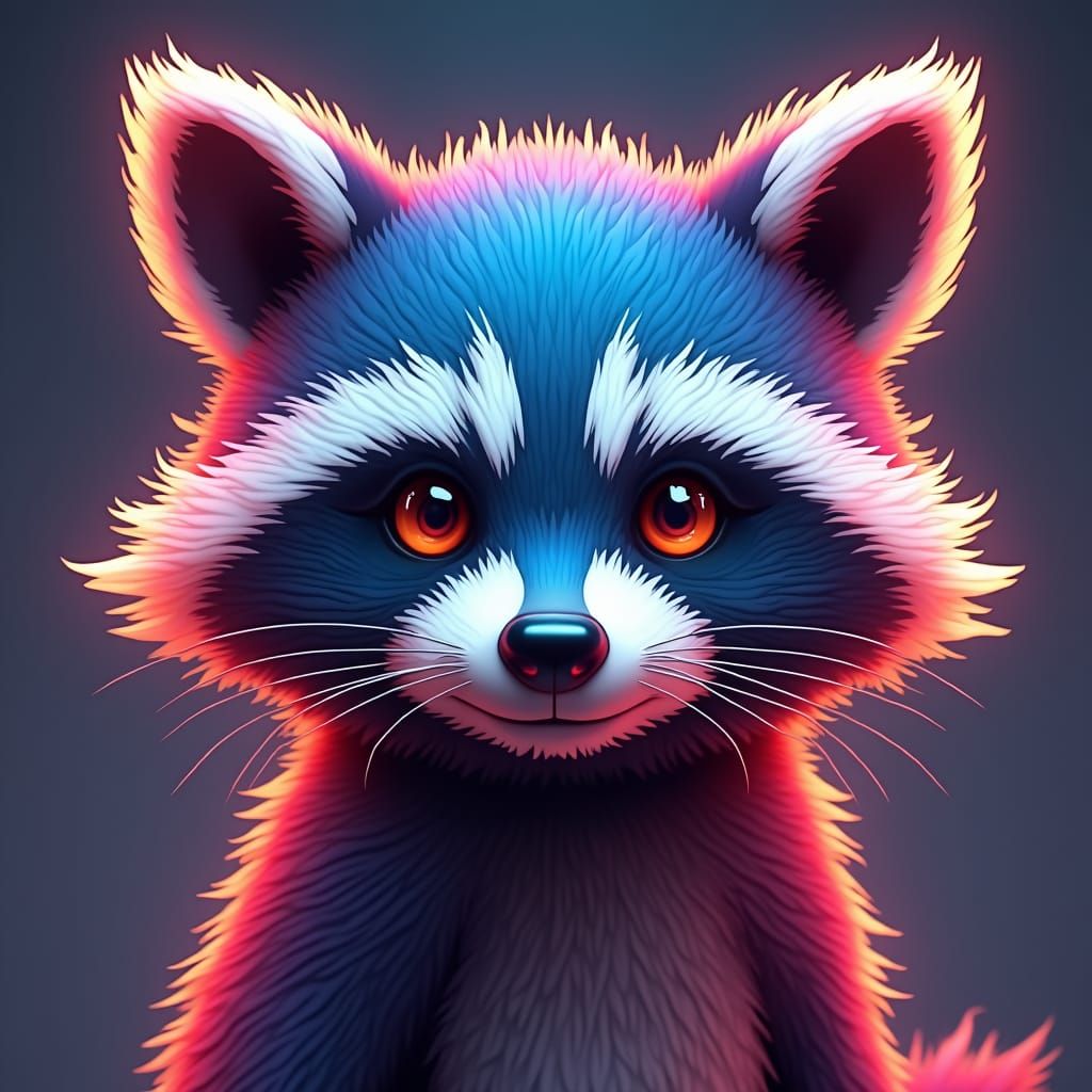 Colorful Vector Raccoon Face in Fantasy Style