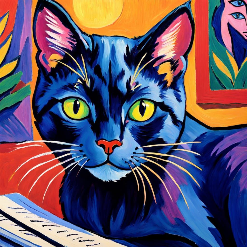 Expressionist Cat Writes in Fauvist Style