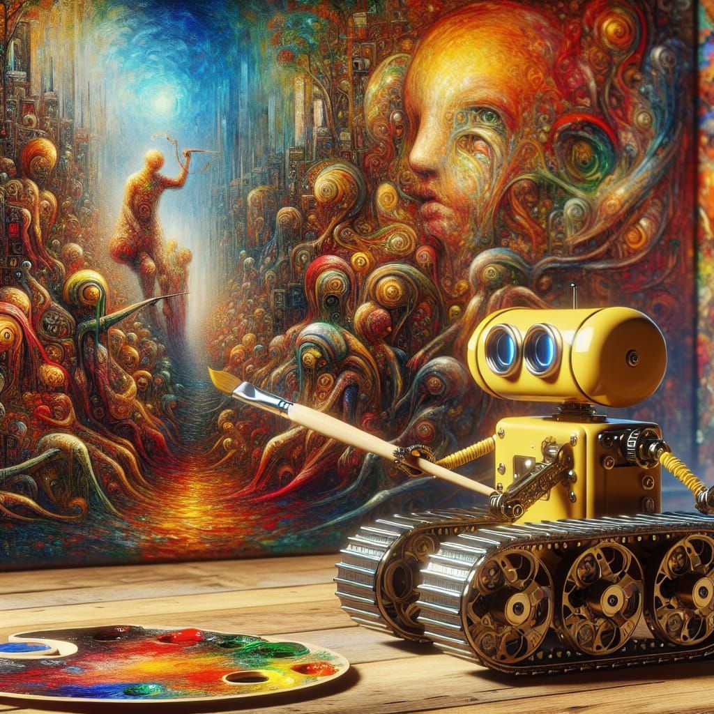 Robot Painter Creates Surreal Dreamscape