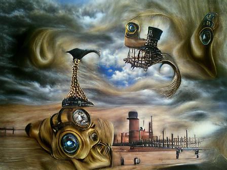 Steampunk Surrealism: An Oil Canvas Dreamscape