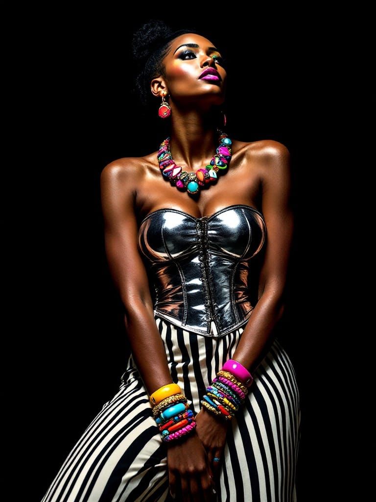 Vibrant Rebel Goddess in Geometric Harmony