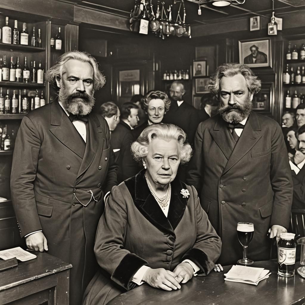 Karl Marx and Queen Elizabeth: London Pub Meeting
