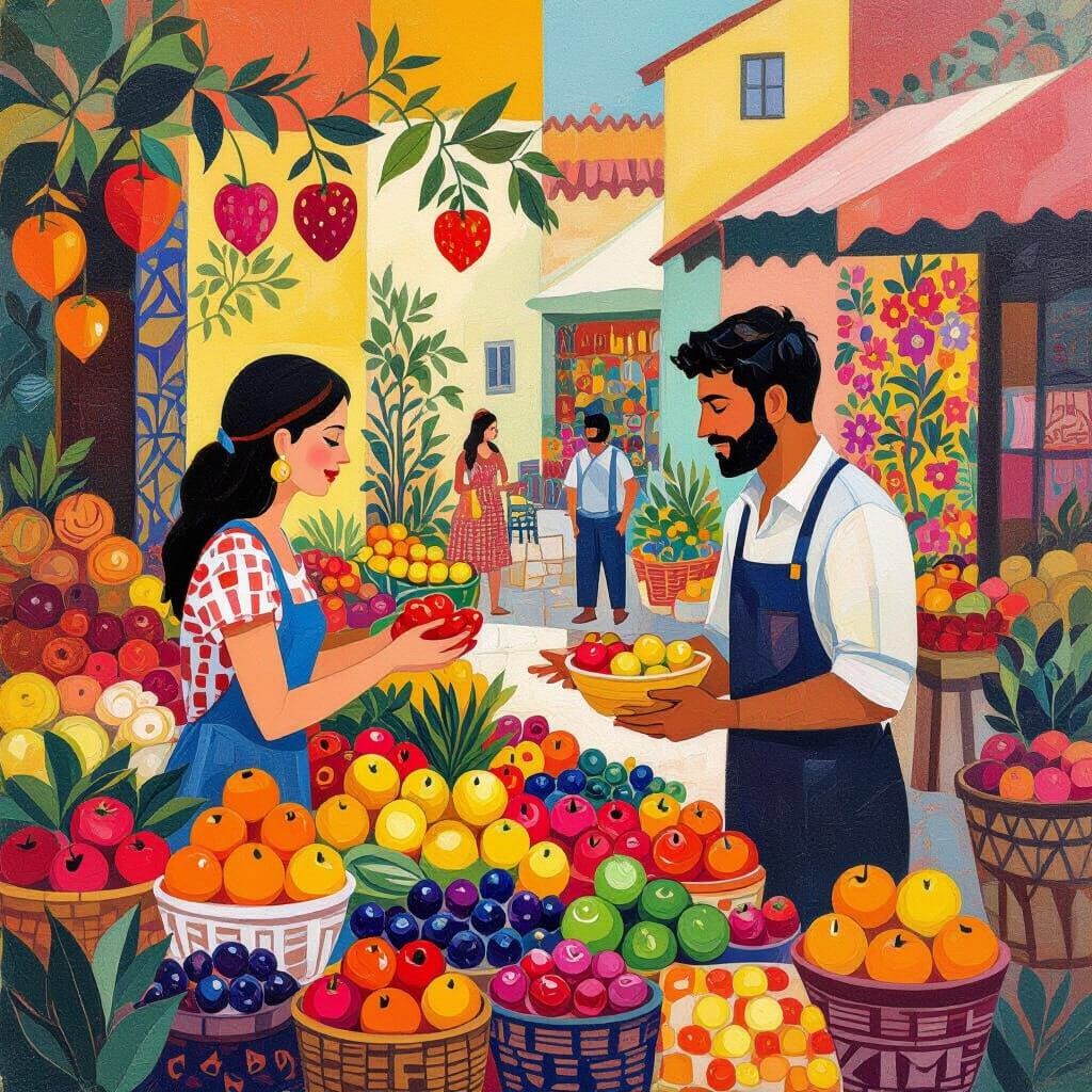 Vibrant Barter Market in a Harmonious World