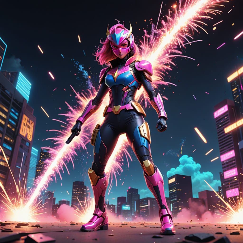 Vigilante Goddess in Epic Anime Pose