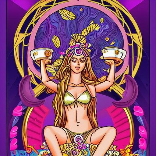 Greek Goddesses of Coffee: Cartoon-Style Digital Portrait