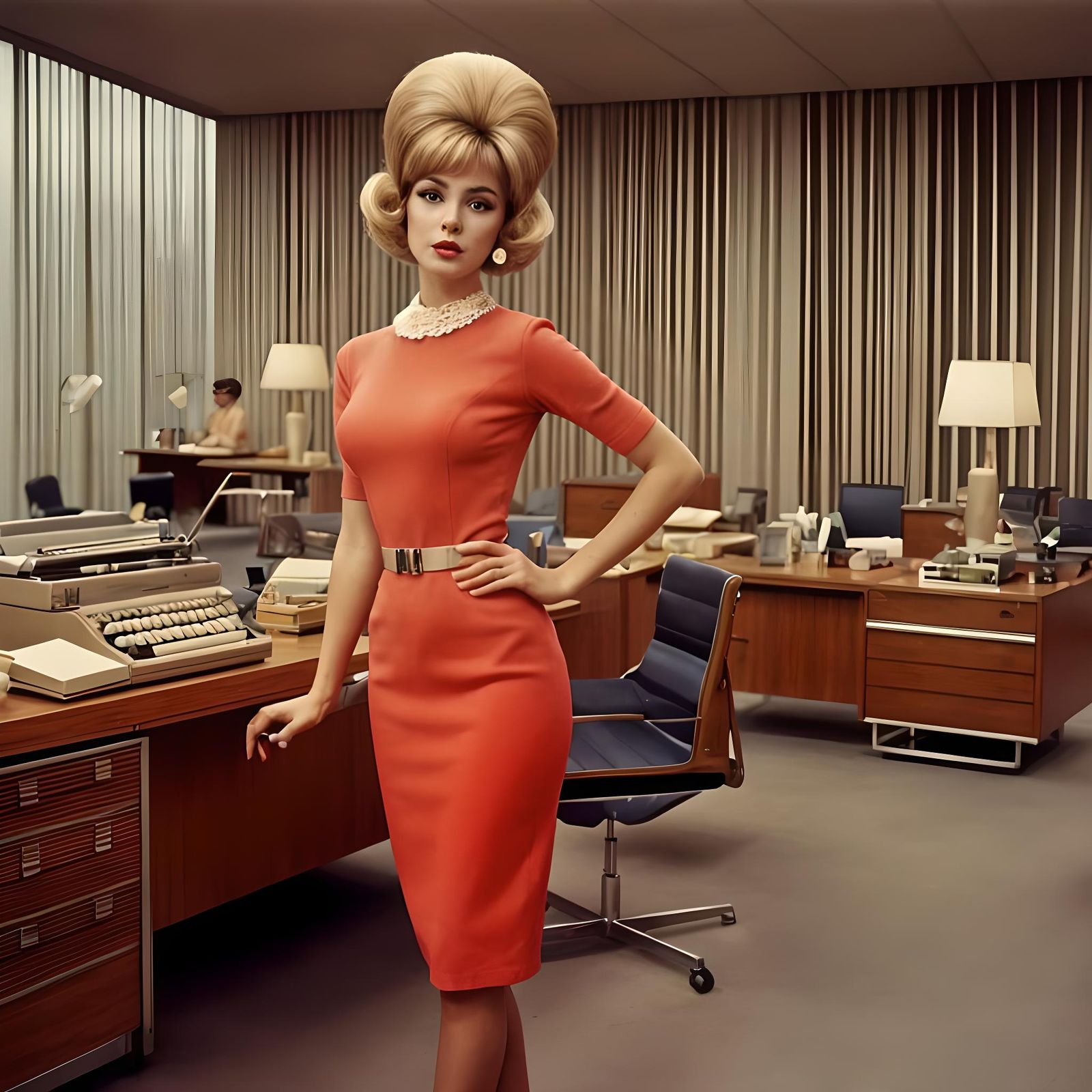 1960s Mod Woman with Bouffant Hairstyle