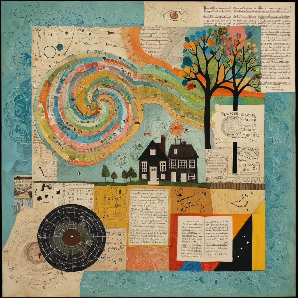 Map of the Path to Your House as Mixed Media Collage Paintin...