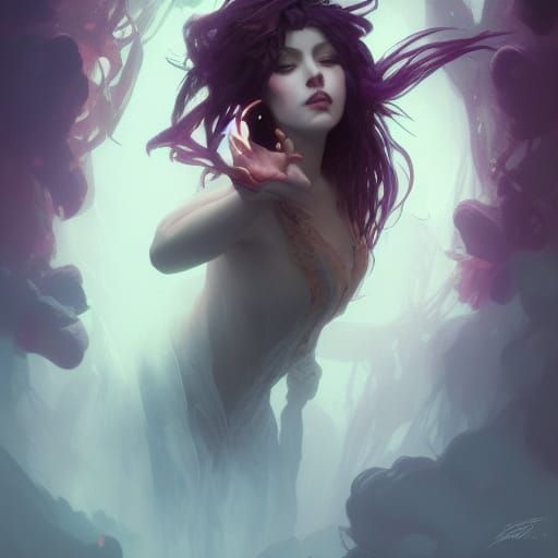 Nightmare Witch Portrait in Hyperdetailed Style