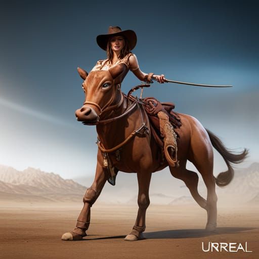 Grace The Human as Cowgirl: Detailed Matte Painting