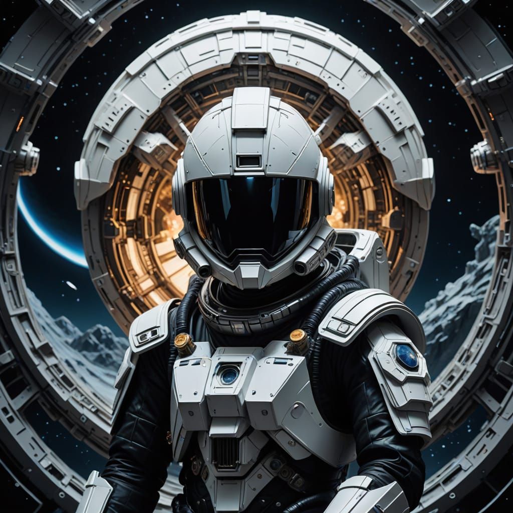 Anime Astronauts in Origami Spacesuits on Retro-Futuristic S...