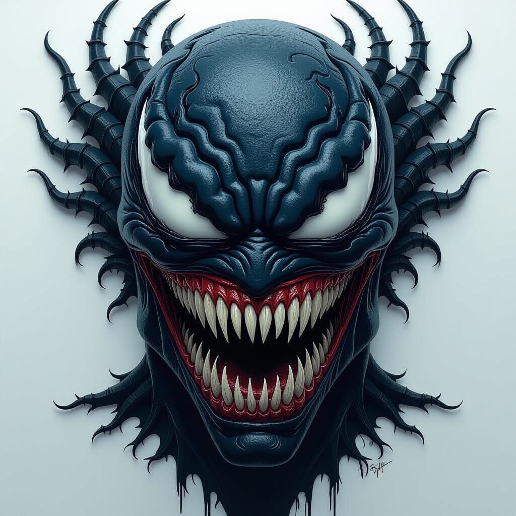 Venom's Sinister Face in Gothic Biomechanical Style