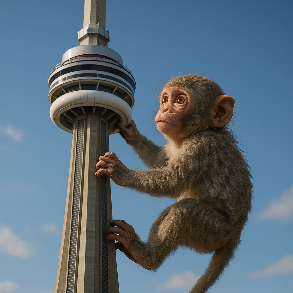 Miniature Monkey Climbs CN Tower in CGI