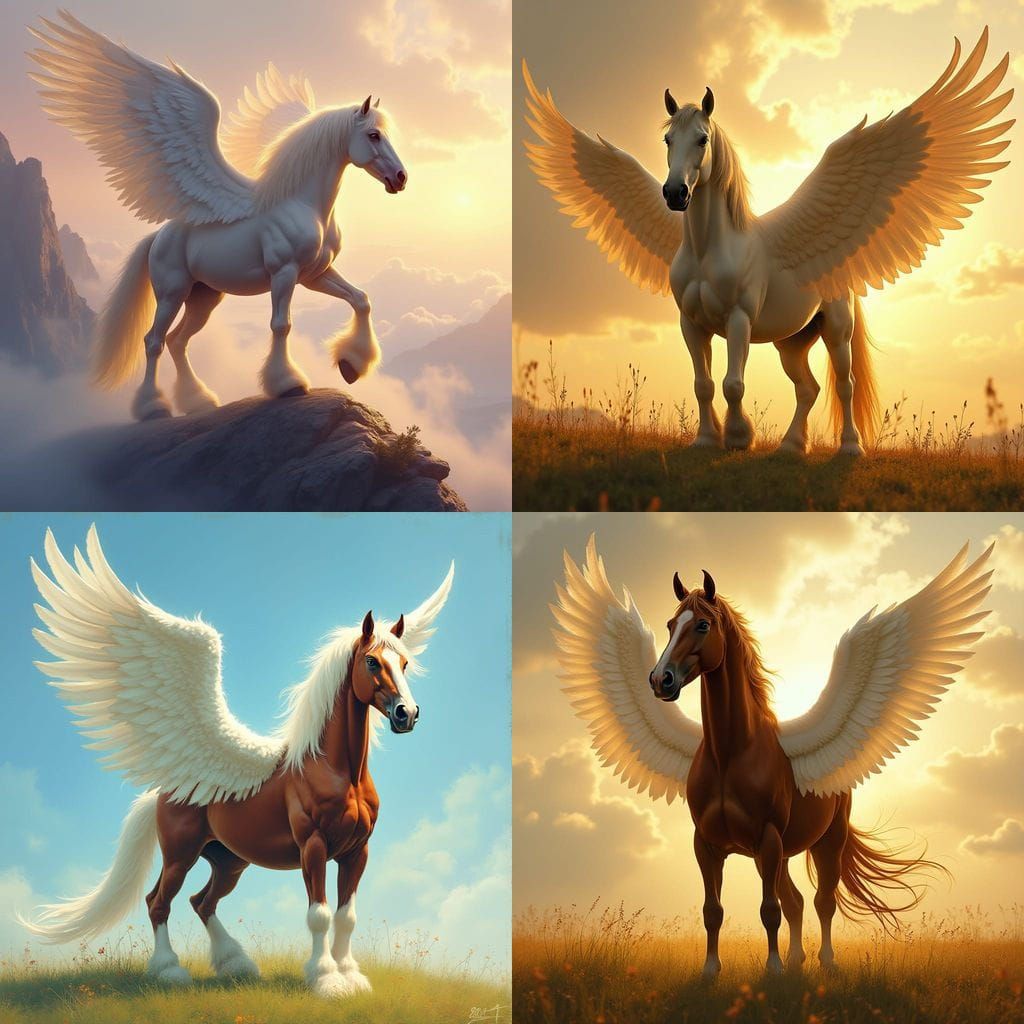 Majestic Clydesdale Horse with Angelic Wings Soars